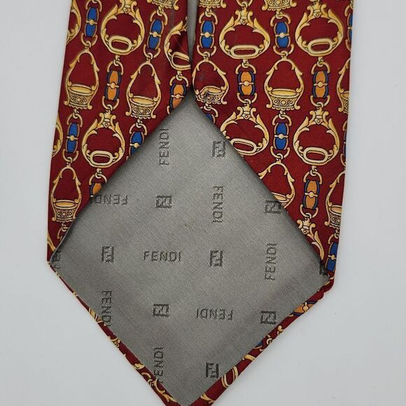 Fendi Cravatte 100% Silk Neck Tie Equestrian Motif - Picture 5 of 7